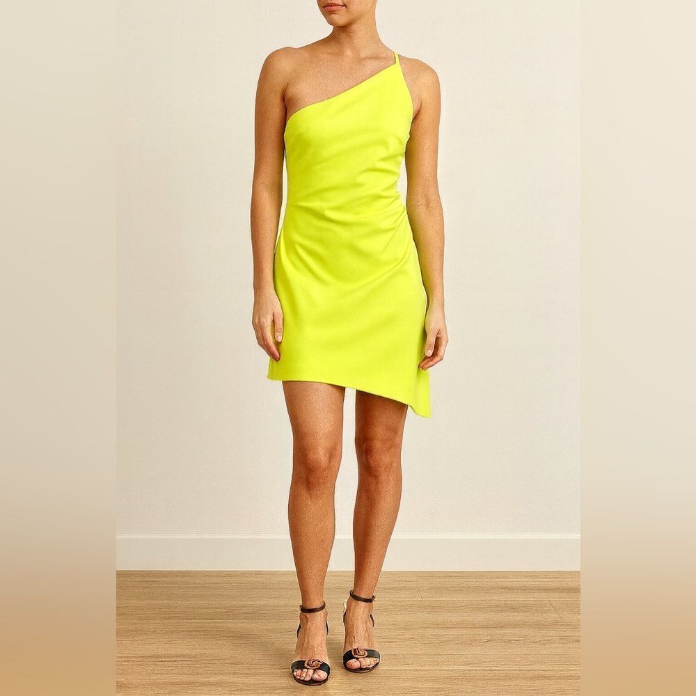 Milly One Shoulder Neon Yellow Dress